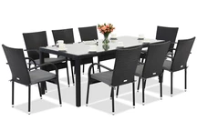Milan technorattan tuinmeubelen voor 8 personen met grote Garden Point tafel zwart
