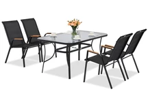 Modena/Bitonto metalen tuinmeubelen voor 4 personen met kleine tafel Garden Point zwart
