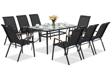 Modena/Bitonto zwart metalen tuinset voor 8 personen Garden Point
