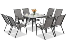 Modena grijs metalen tuinset voor 8 personen met Garden Point vierkante tafel