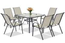 Modena lichtgrijze tuintafel voor 6 personen met Garden Point vierkante tafel