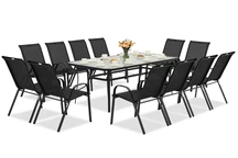 Modena metalen tuinmeubel voor 12 personen met grote tafel Garden Point zwart