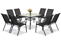 Modena zwart metalen tuinset voor 8 personen met Garden Point vierkante tafel