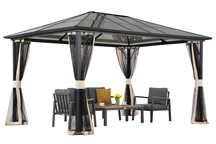 Moderne tuinprieel Santiago 4x4 m met klamboe Garden Point beige