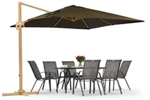 Siena 3x3m houtachtige tuinparasol met bruine hoes Garden Point