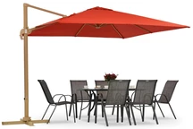 Siena 3x3m houtachtige tuinparasol met rode hoes Garden Point