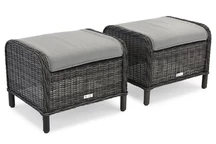 Technorattan poefs voor Malaga antraciet Garden Point set - 2 stuks