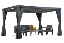 Terras pergola met gordijnen Alicante 3x4 antraciet Garden Point