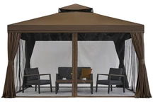 Tuinpaviljoen met klamboe en gordijnen Valencia 4x4m bruin Garden Point