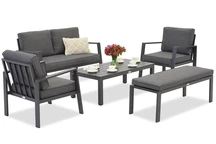 Zakintos Coffee 4 aluminium set met bankje antraciet Garden Point