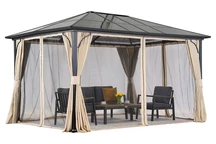 Modern tuinhuisje Santiago Premium 3x3,6m Tuinpunt beige