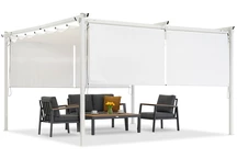 Witte terraspergola met rolluiken La Palma 4x4m Garden Point