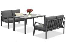 Zakintos Apetito 4 aluminium set met banken antraciet Garden Point