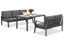 Zakintos Apetito 5 aluminium set met banken antraciet Garden Point