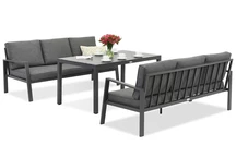 Zakintos Apetito 6 aluminium set met banken antraciet Garden Point
