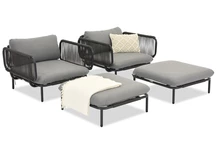 Garden Point antraciet Perez fauteuil en poefset