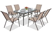 Stalen dining tuinset Modena Bruin voor 6 personen Garden Point