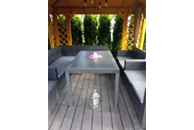 Grote technorattan tafel Houston antraciet Bica