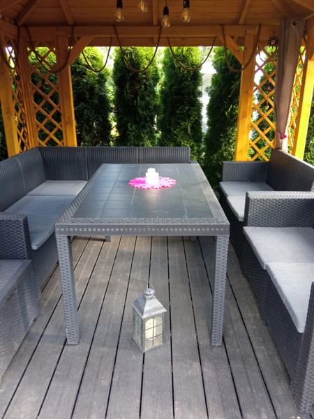 Grote technorattan tafel Houston antraciet Bica