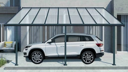 Aanbouw afdak van polycarbonaatSierra Palram - Canopia 3 x 5,46 m grijs