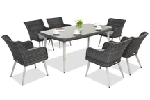 Exclusieve dining tuinset van kunststof rotan Córdoba antraciet voor 6 personen Garden Point