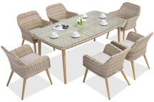 Exclusieve dining tuinset van kunststof rotan Córdoba zandkleur voor 6 personen Garden Point