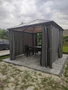 Milos tuinhuisje 3x3m met Garden Point gordijnen grijs