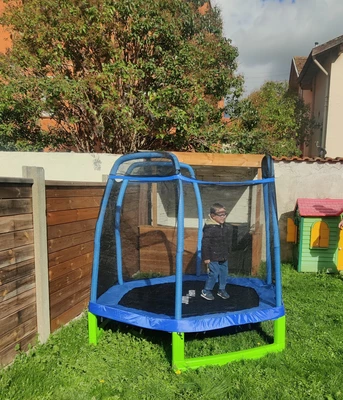 Tuintrampoline met veiligheidsnet aan buitenkant 213 cm Jump Hero groen